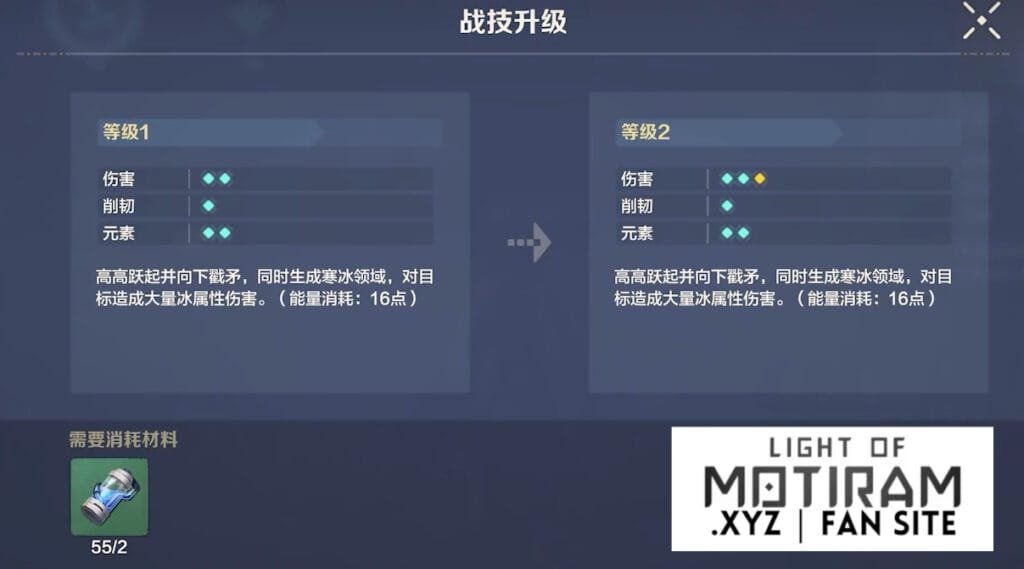 Combat skill upgrade Motiram